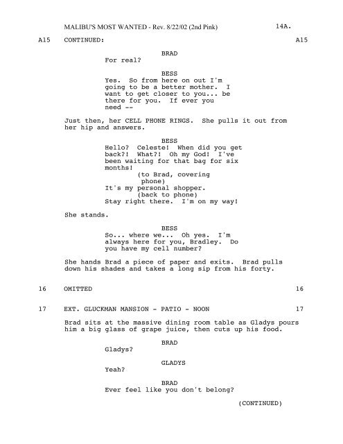 MALIBU'S MOST WANTED - Daily Script