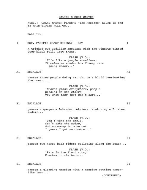 MALIBU'S MOST WANTED - Daily Script