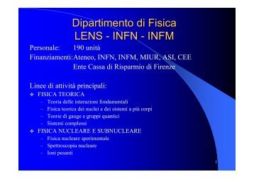 relazione del Direttore del Dipartimento di Fisica, M. Colocci - INFN