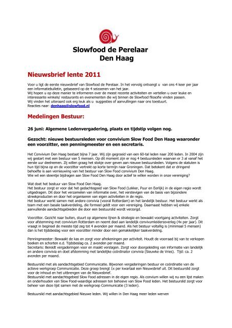 Slowfood de Perelaar Den Haag - Slow Food Nederland