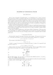 EXAMPLES OF TOPOLOGICAL SPACES This is a list of examples ...