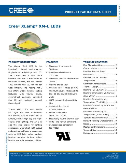 Cree XLamp XM-L LED Data Sheet - Cree, Inc.