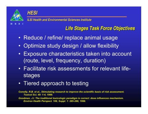 Life Stages Task Force - ILSI Health and Environmental Sciences ...