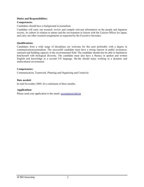 Terms of Reference for Internship Secretariat of the Convention on ...