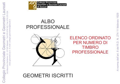 ALBO PROFESSIONALE GEOMETRI ISCRITTI - Collegio dei ...