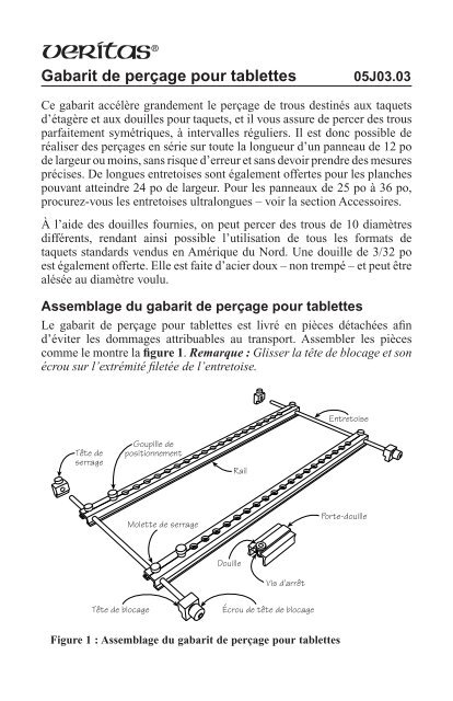 Guide d'instruction (208 ko, PDF) - Lee Valley Tools
