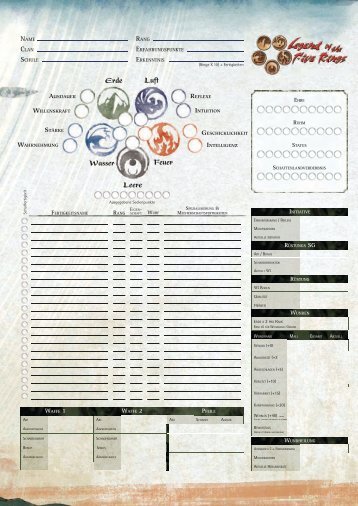 L5R CharakterbÃ¶gen - Uhrwerk-Verlag