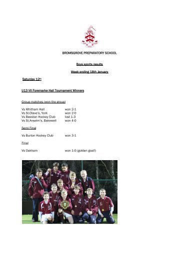 Boys' Sport Reports - Bromsgrove School