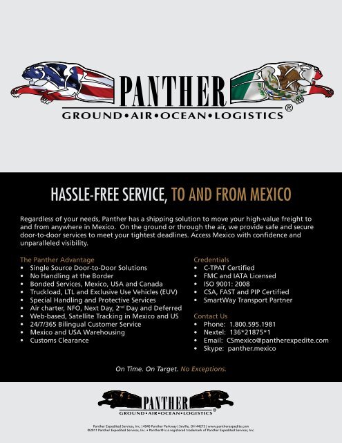 HASSLE-FREE SERVICE, TO AND FROM MEXICO - Panther Expedite