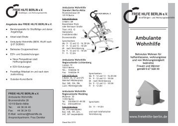 Flyer Ambulante Wohnhilfe - Freie Hilfe Berlin eV