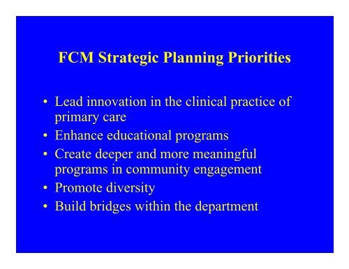 FCM Strategic Planning Priorities - Family and Community Medicine ...