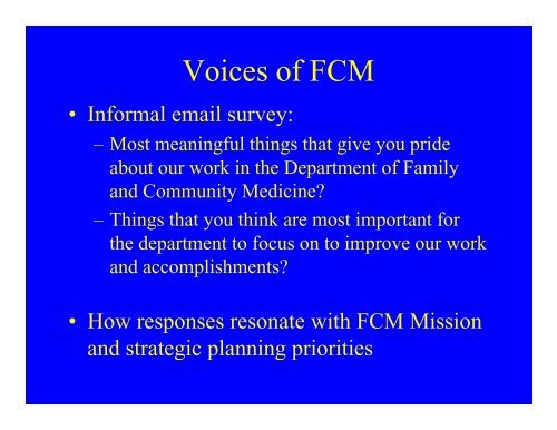 FCM Strategic Planning Priorities - Family and Community Medicine ...