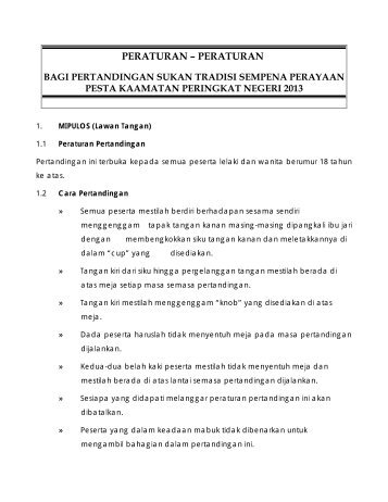 Peraturan Pertandingan Sukan Tradisi - Sabah