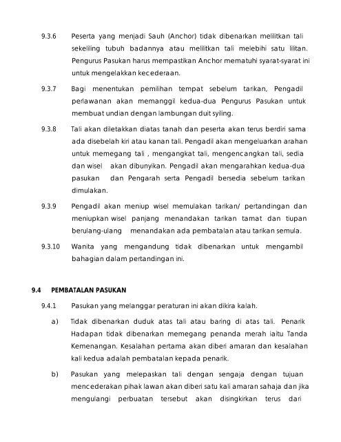 Peraturan Pertandingan Sukan Tradisi - Sabah