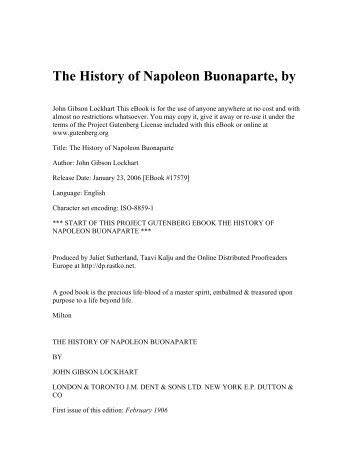 The History of Napoleon Buonaparte, by - Umnet