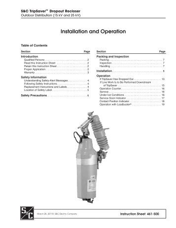 Instruction Sheet 461-500 - S&C Electric Company