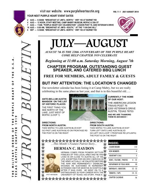 PATRIOT BULLETIN - Military Order of the Purple Heart