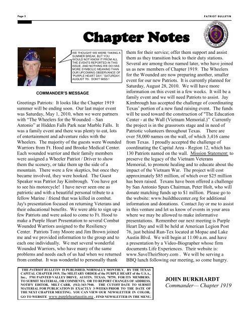 PATRIOT BULLETIN - Military Order of the Purple Heart