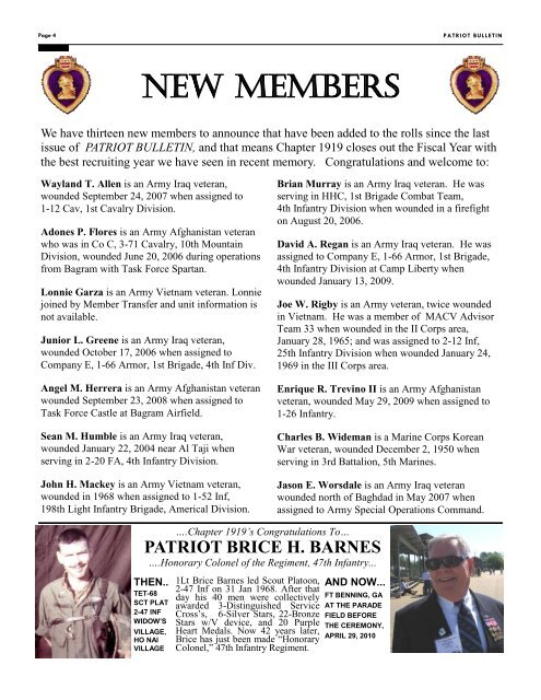 PATRIOT BULLETIN - Military Order of the Purple Heart