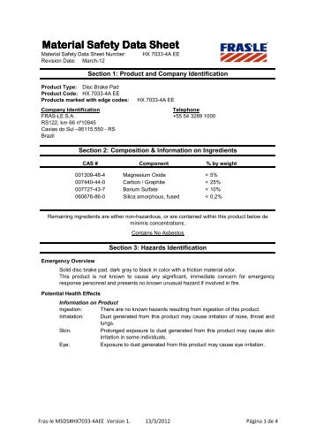 Material Safety Data Sheet - Haldex