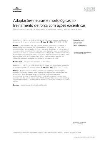 AdaptaÃ§Ãµes neurais e morfolÃ³gicas ao treinamento de forÃ§a com ...