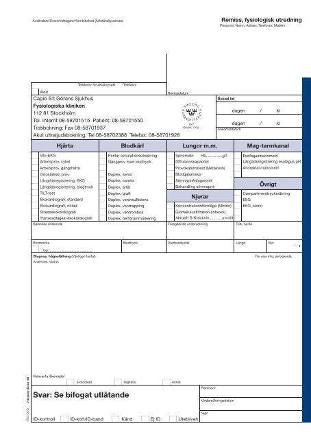 Remiss till fysiologiska kliniken (pdf). - Capio S:t GÃ¶rans Sjukhus