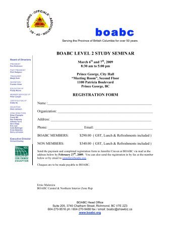 BOABC LEVEL 2 STUDY SEMINAR