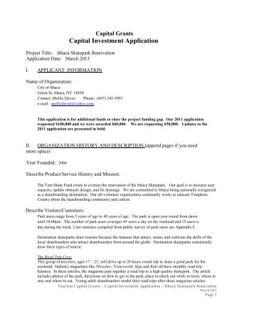 2013 Skatepark Application - Tompkins County Area Development