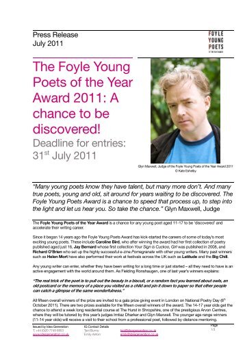 The Foyle Young Poets of the Year Award 2011 - The Poetry Society