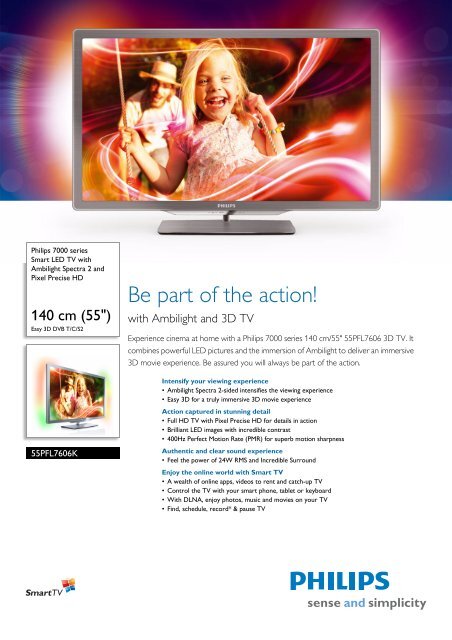 55PFL7606K/02 Philips Smart LED TV with Ambilight Spectra 2 and ...