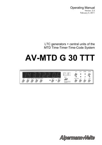 AV-MTD G 30 TTT - Alpermann+Velte