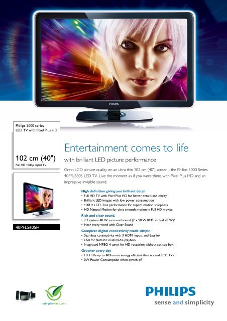 40PFL5605H/12 Philips LED TV with Pixel Plus HD