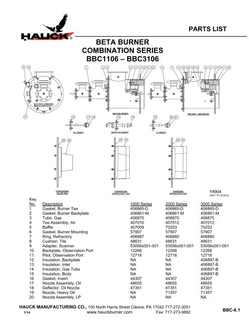 Beta Burner Combination Series c1106 A c1110 Hauck