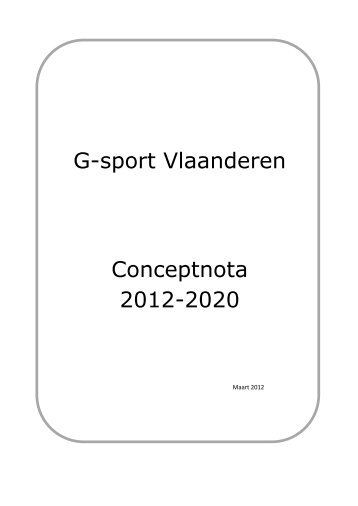 G-sport Vlaanderen Conceptnota 2012-2020 - Vlaamse ...