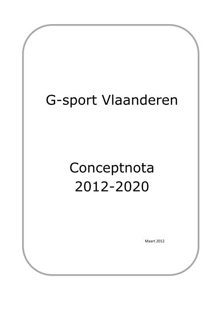 G-sport Vlaanderen Conceptnota 2012-2020 - Vlaamse ...