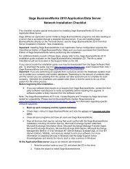 Sage BusinessWorks 2010 Application/Data Server Network ...