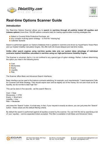 Real-time Options Scanner Guide - IVolatility.com