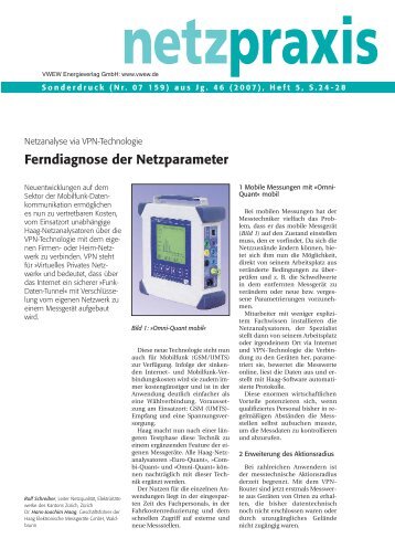 Ferndiagnose der Netzparameter - HAAG Elektronische Messgeräte ...