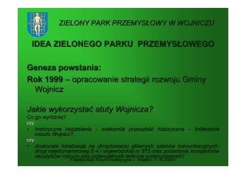 ZIELONY PARK PRZEMYSŁOWY W WOJNICZU