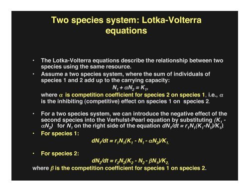 Lectures on species interactions and competition