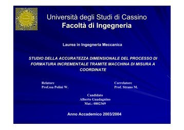 studio della accuratezza dimensionale del processo di formatura ...