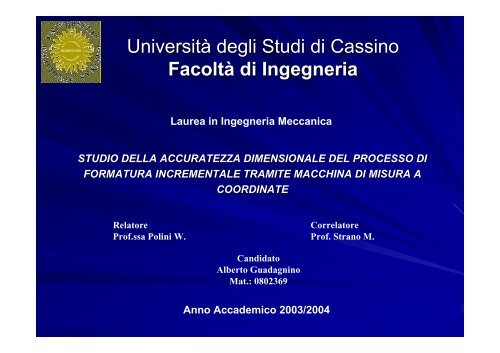 studio della accuratezza dimensionale del processo di formatura ...