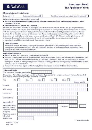 ISA Application Form (PDF, 196KB) - NatWest