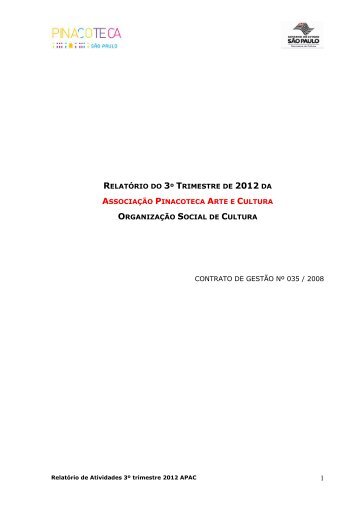 relatorio 3º trim 2012 - Pinacoteca do Estado de São Paulo