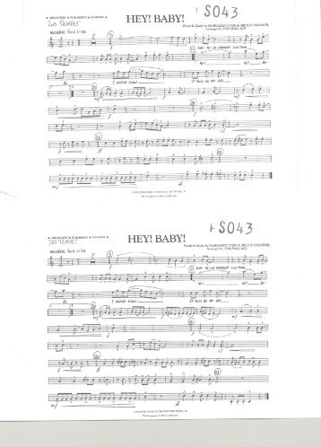 Hey Baby! sheet music (trumpet 2-3, mellophone, trombone 1)