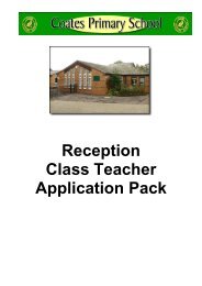 Reception Class Teacher Application Pack - Coates Primary School