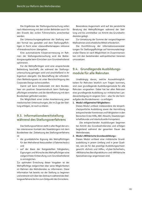 Bericht zur Reform des Wehrdienstes - Österreichs Bundesheer