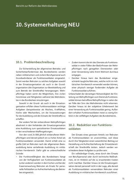 Bericht zur Reform des Wehrdienstes - Österreichs Bundesheer