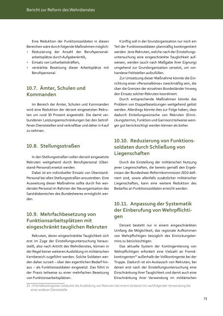 Bericht zur Reform des Wehrdienstes - Österreichs Bundesheer