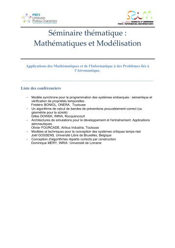 SÃ©minaire thÃ©matique : MathÃ©matiques et ModÃ©lisation